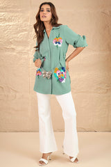 Mint Green Embellished Shirt