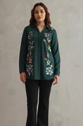 Green Floral Embellished Shirt