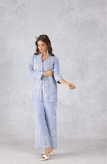 Azure Sky Blue Embroidered Co-Ord Set