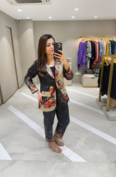 Woolen Floral Blazer Style Co-Ord Set