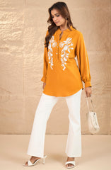 Mustard Floral Embroidered Shirt