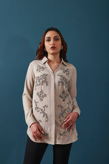 Beige Embellished Shirt
