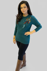 Bottle Green Sweater with Contrast Sequin