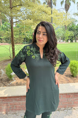 Dark Green Floral Embellished Co-Ord Set