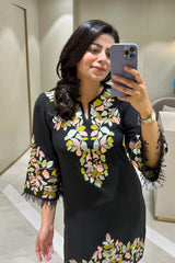 Black Embroidered Kurta Set