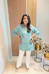 Mint Green Embellished Shirt