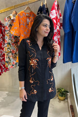 Formal Black & Rust Embroidered shirt