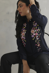 Navy Blue Embellished Shirt