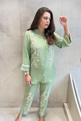 Green Floral Embellished Co-Ord Set