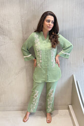 Green Floral Embellished Co-Ord Set