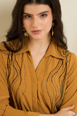 Mustard Glow Embellished Shirt