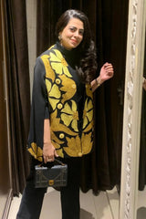 Black & Mustard Embroidered Cape