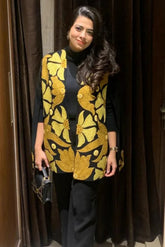 Black & Mustard Embroidered Cape