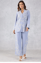 Azure Sky Blue Embroidered Co-Ord Set