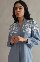 Embroidered Ice Blue Shirt