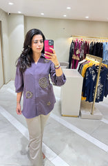 Light Purple Embellished Shirt