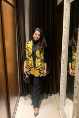 Black & Mustard Embroidered Cape