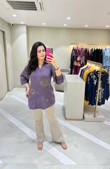 Light Purple Embellished Shirt
