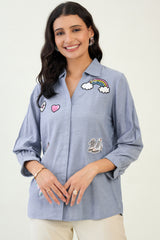 Cotton Denim Embellished Shirt