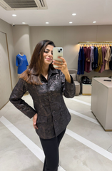 Black Jacquard Zipper Jacket