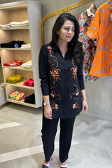 Formal Black & Rust Embroidered shirt