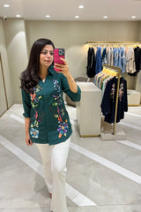 Green Floral Embellished Shirt