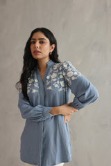 Embroidered Ice Blue Shirt