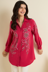 Pink Embellished Thread Work Shirt