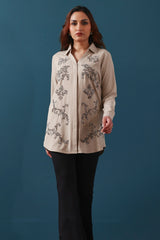 Beige Embellished Shirt