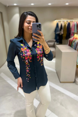 Navy Blue Embellished Shirt