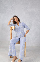 Azure Sky Blue Embroidered Co-Ord Set