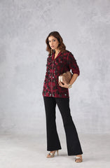 Red Embellished Zip Style Jacket