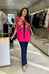 Pink Floral Embroidered Cape