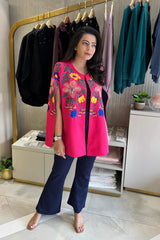 Pink Floral Embroidered Cape