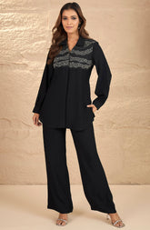 Black Silver Embellished Co-Ord Set