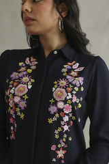 Navy Blue Embellished Shirt