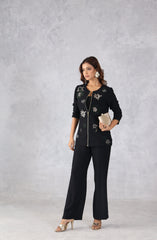 Black Embellished Zip-Front Co-Ord