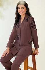 Black and Brown Embellished Co-ord Set