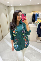 Green Floral Embellished Shirt