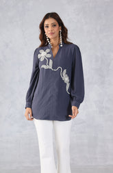Grey Embellished Shirt