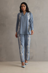 Sky Blue Embroidered Co-ord Set