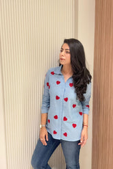 Cotton Denim Embroidered Shirt