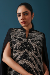 Black Cape with Zari Embroidery
