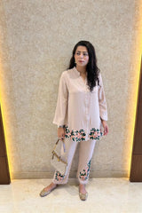 Beige Embroidered Co-ord Set