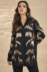 Midnight Black and Gold Embellished Shirt