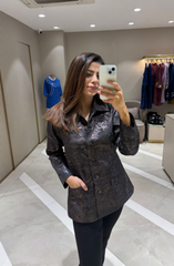 Black Jacquard Zipper Jacket