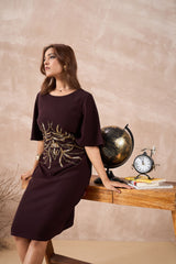 Elegant Maroon Embellished Dress