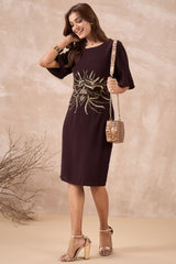 Elegant Maroon Embellished Dress