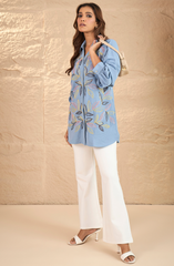 Sky Blue Embroidered Shirt