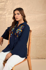 Blue Colorful Embellished Shirt